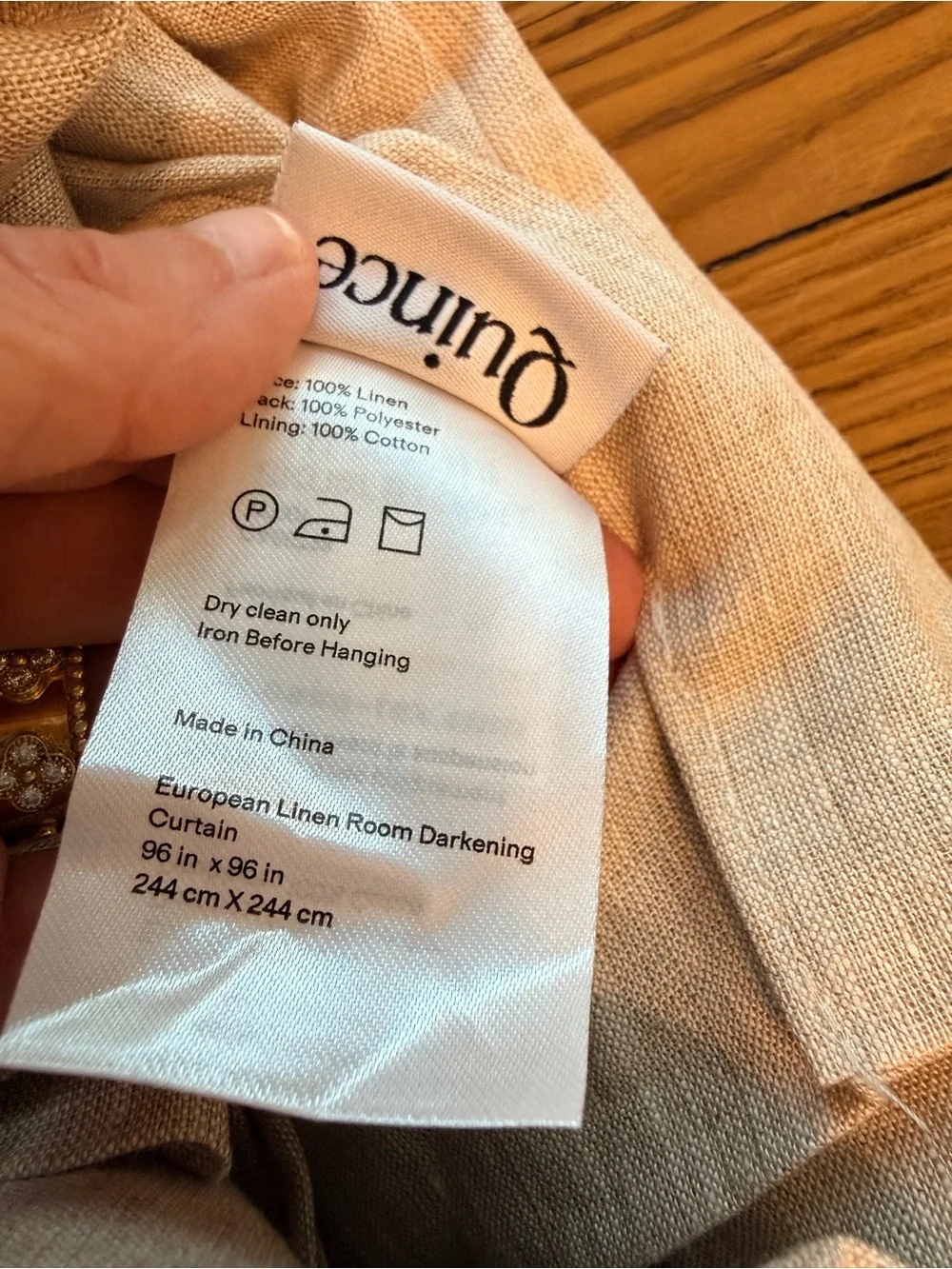 Quince 100% European linen light filtering curtain flax (96X 96)